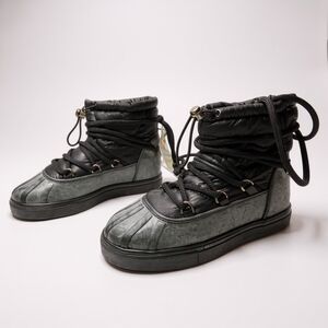 INUIKII Black Winter Boots Duck Boots Waterproof Insulated Lace Up Snow Shoes